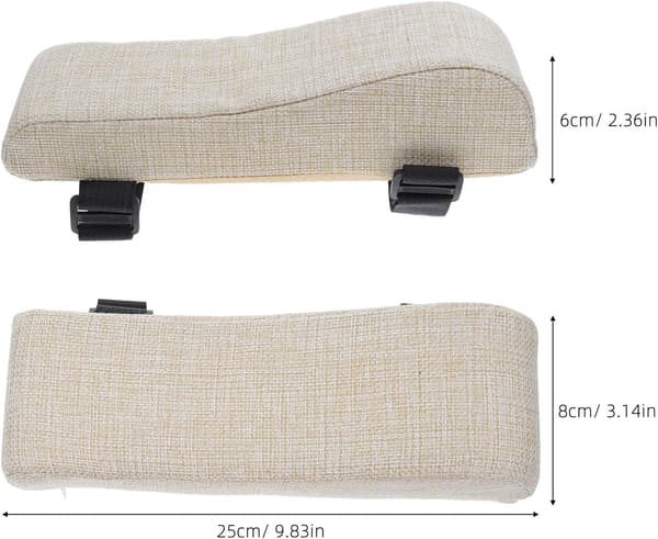 2 stk ergonomiske armlensputer til kontorstol, beige buet albuestøtte