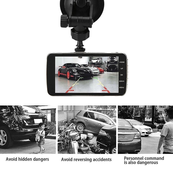 X1 Auto Car 2,31 tommers dobbel linse bil DVR kamera opptaker Dash Cam.