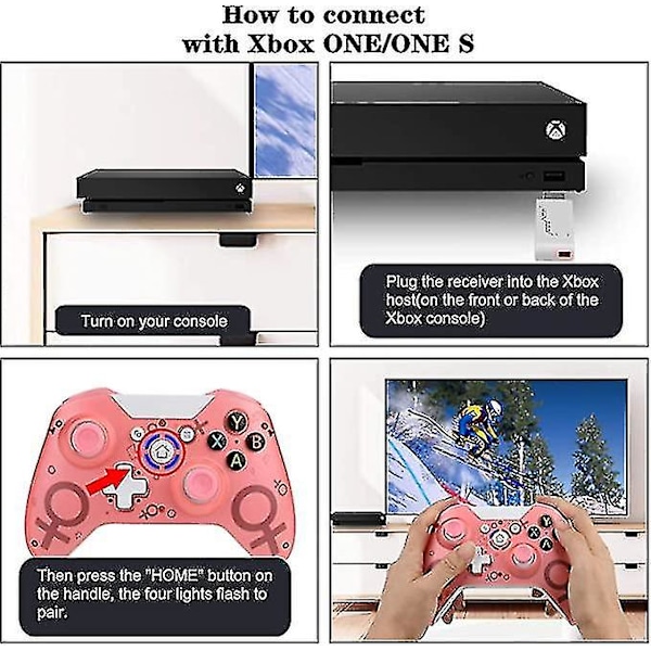 Trådløs Controller til Xbox One, Ingen Headset-stik, 2.4ghz Spilcontroller Gamepad Kompatibel med Xbox One S/x PC