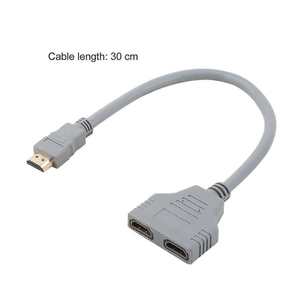 HDMI 1 til 2 Splitter Dobbel Signal Adapterkabel for HDTV