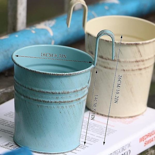 2 stk. Metallvegg Hengende Blomsterpotter Planter Med Kroker