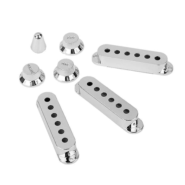3 st Silver Single Coil Gitarr Pickup-skydd med Ton- och Volymknappar samt Switch-spets