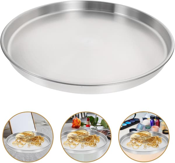 Matserveringsbrett Oppbevaringsfat 30 cm Diameter Rustfritt Stål Premium Multifunksjonelt