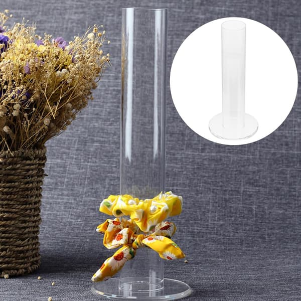 Pandebånd Displayrør Blomsterholder Akryl Hårtilbehør Organizer Rund Base