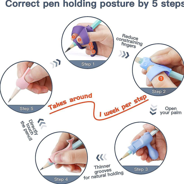 Lyijykynäkahvat lapsille Käsinkirjoitusgonominen 5 sormea ​​lyijykynäkahvat Asennonkorjaus kirjoittaminen