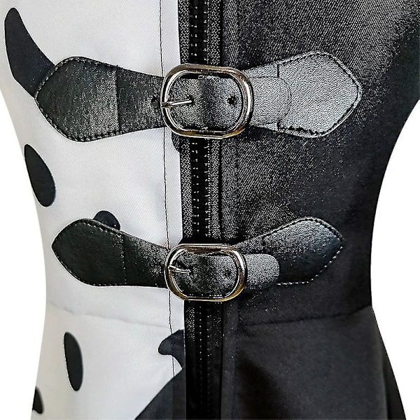 Cruella Kostymset Klänning + Svarta Handskar Outfit Set XL