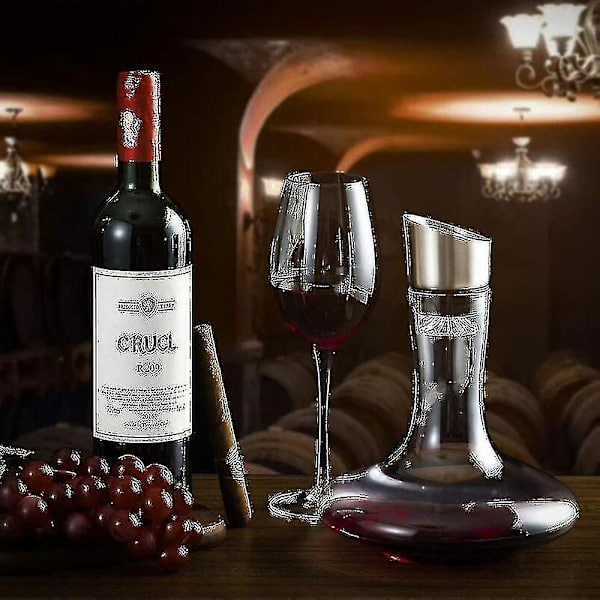 Vinkaraffel med Integreret Lufter og Filter, Vinkaraffel, Vinkaraffel, Vinkaraffel, Vingave, Blyfri 100% Håndblæst Krystalglas, Vin