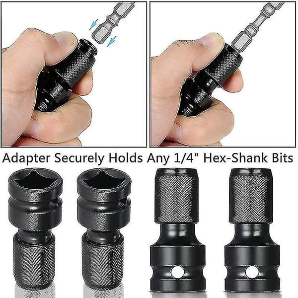 Kompatibel med 4 st Impact Adapter 1/2 Kvadratdrivning till 1/4 Hexskaft Socket Adapter