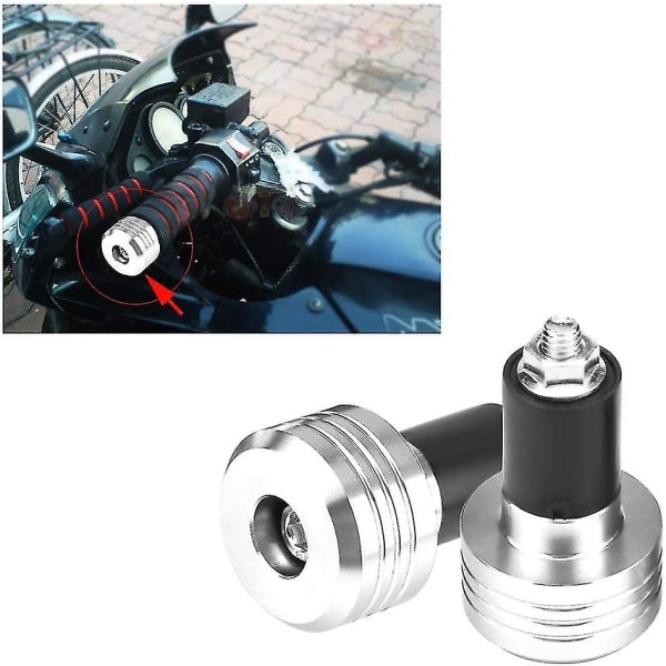 22mm Universel Aluminium Motorcykel Greb Styrstang Ender Vægt Balance Prop (Sølv) 1 par