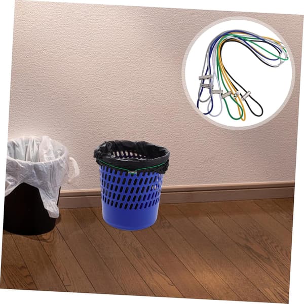 6 st justerbara elastiska gummiband för soptunnor för att fästa soppåsar, snabb installation