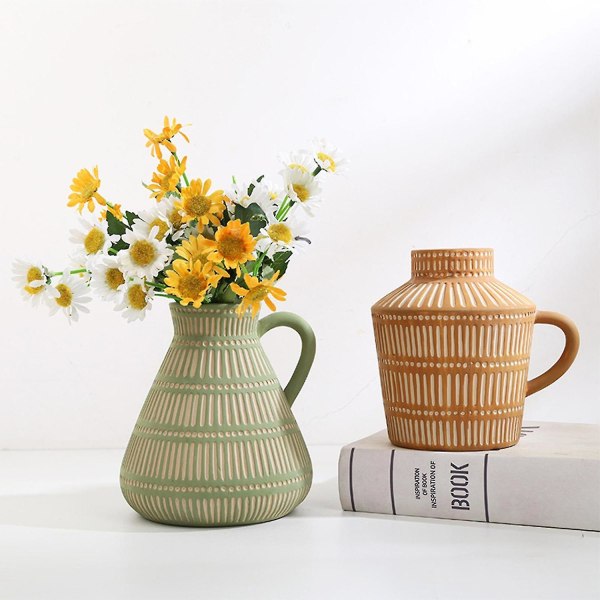 Vase Keramisk Blomstervase Håndtag Home Decor Indoor Outdoor