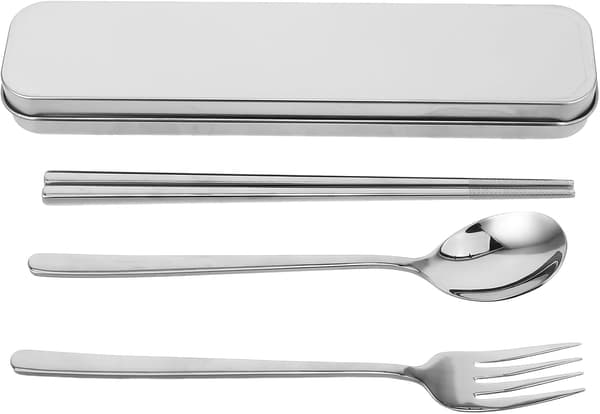 Bærbart bestikksett i rustfritt stål med spisepinner og skje i 304 rustfritt stål