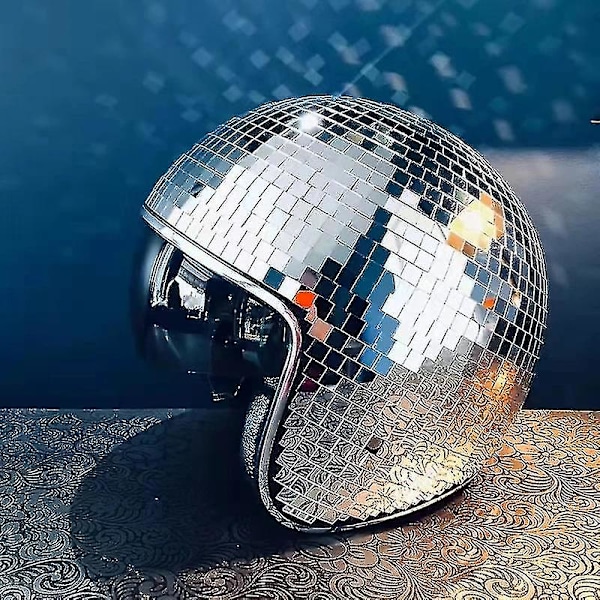 Klassisk Discokula Hjälm Spegel Glitterkula Hjälmar Hatt För Klubb Bar Fest Full Glas Reflekterande Motorcykelhjälmar För Cowboy