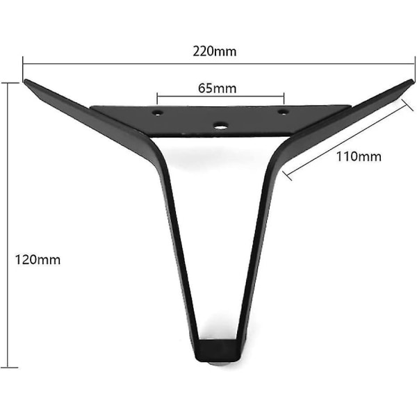 4 stk. Metallmøbelbein Sofabein TV-skap Støttebein Hul Trekant