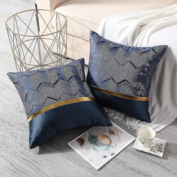 2 st Polyester Gyllene Trådsvåg Dekorativa Kuddfodral Hem Vardagsrum Soffa Sovrum