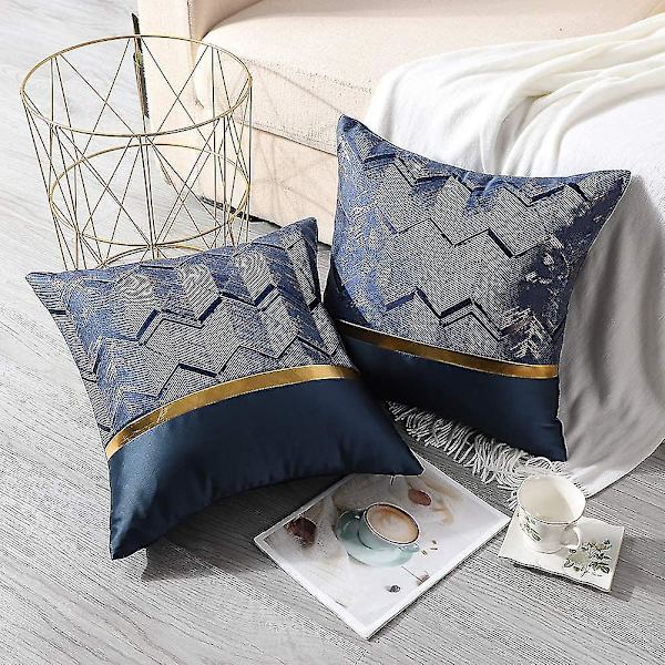2 stk Polyester Gulltråd Bølge Dekorative Putesett Hjem Stue Sofa Soverom