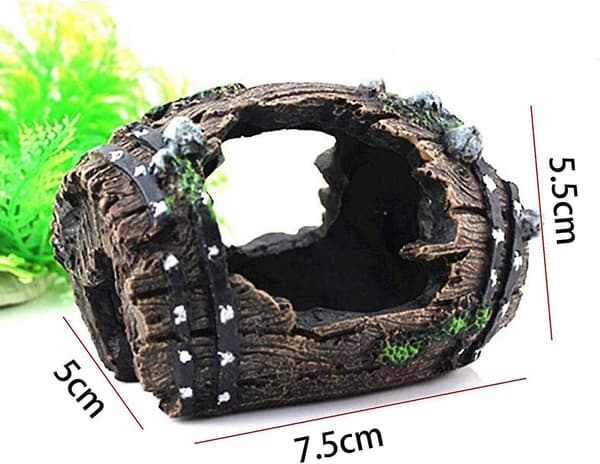 Set med 2 Akvarium Dekorationer Stengrottlandskap med Grönt Gräs Dolda Räkor och Fiskar Landskap