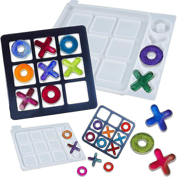Silikon Tic Tac Toe Form DIY Harts Resinbrädspelet Kit