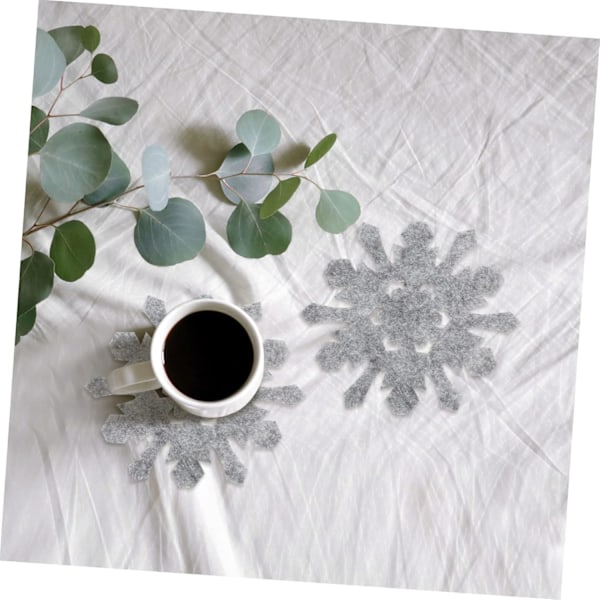 Snöflinga Underlägg Jul Filt Set 8-pack Koppmattor Snöflinga Design Värmeunderlägg för Kök