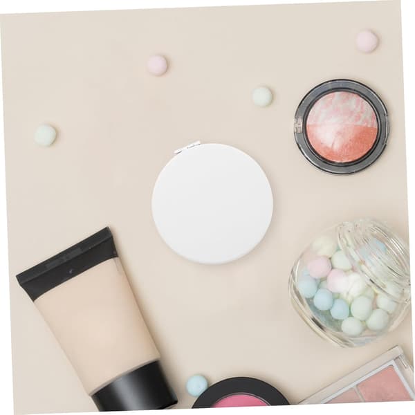6 stk. kompakte hvide foldbare runde mini makeupspejle dobbeltsidede små bærbare håndholdte spejle