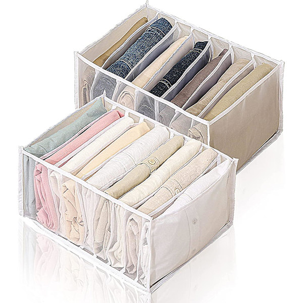 Låd Organizer, Vikbar Mesh Organizer För Kläder, Garderob Organizer Med Fack, Garderob Organizer För Jeans Och Skjortor, 7+9 Fack