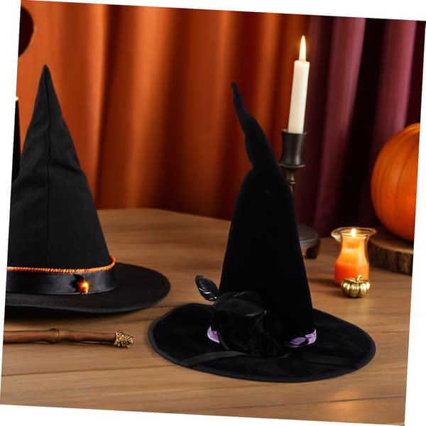 Halloweenhat til kvinder og mænd, sort troldmandskostume tilbehør