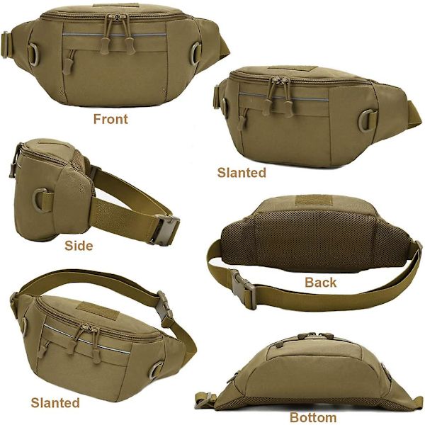 Taktisk Midjeveske, Nylon Oxford Utility Multifunksjons Edc Skråveske Bryst Ryggsekk (brun)