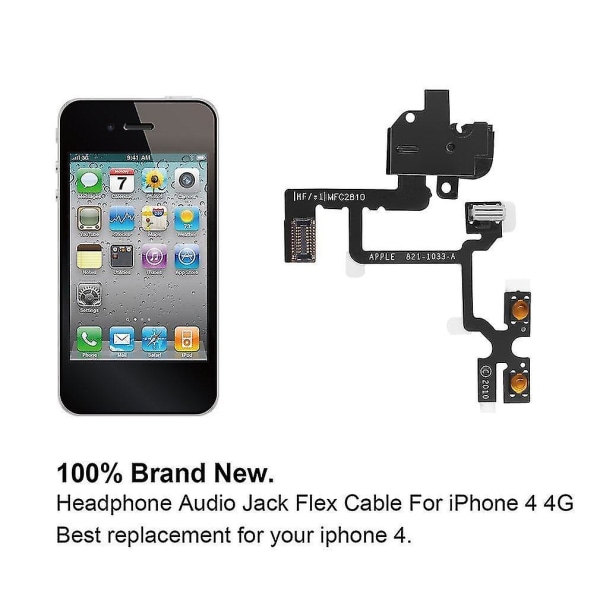 iPhone 4 4G hörlurar ljuduttag Power Volume Flex-kabel