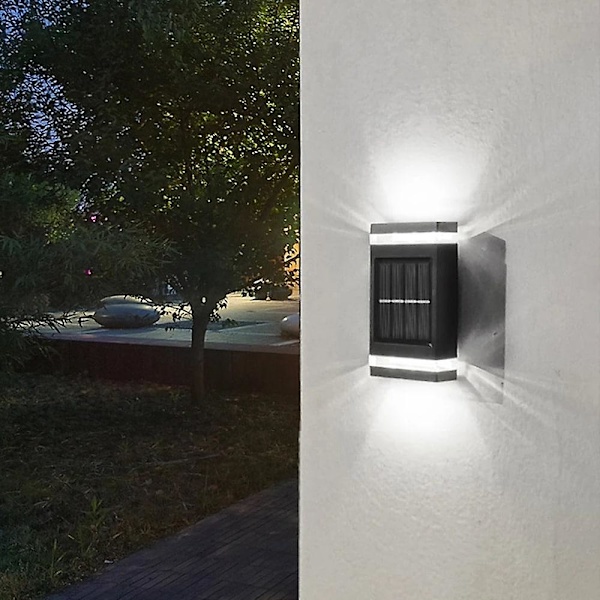 2-pack Utomhus Vägglampor Solcellsdrivna Vattentäta Trädgårds LED-Veranda Lampor