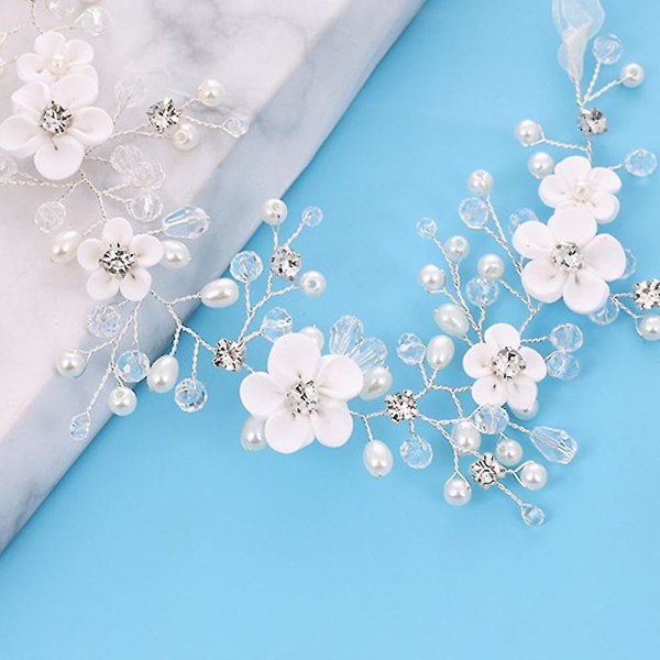 Brud Bröllopshår Vinstockar Blomma Löv Pannband Pearl Headpieces Kristall Bröllopshår Accessoarer för kvinnor och flickor
