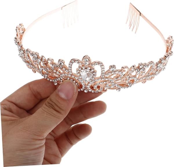 1 sett elegant brudetiara og slørkrone med blondeslørhodeplagg, allsidig bryllupshodeplagg