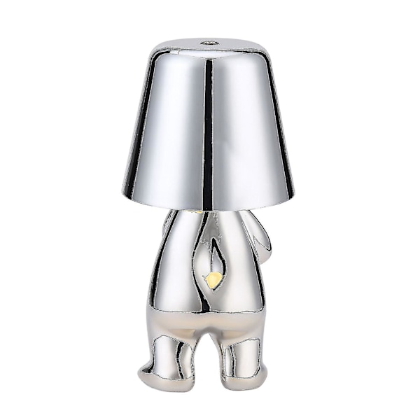 Thinker Lamp - Unik Karaktärslampa i Silver - Uppladdningsbar Sladdlös Dimbar Ljuskälla