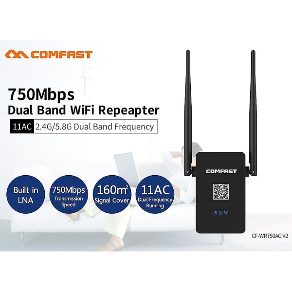 Cf-wr750ac langaton Wi-Fi-toistin 750 Mbps Dual Band Expander