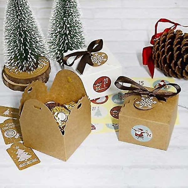 24 sett Christmas Kraft Paper Box Candy Box Retro DIY