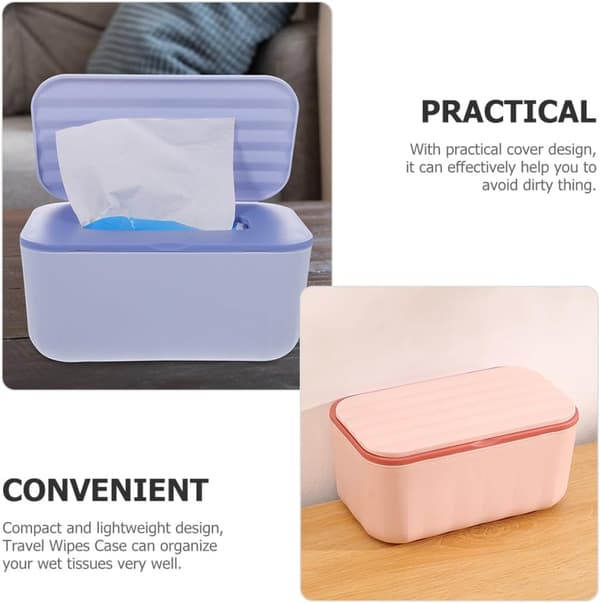 2 stk påfyllbar våtservietter-etui, oppbevaringsboks for vev, kompakt og lett design, solid plast