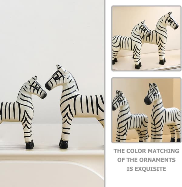 2st Zebra Staty Trädjur Prydnad Lätt Dekorativ Effekt Elegant Utseende