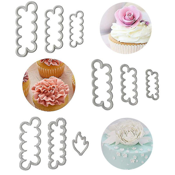 9 stk. Roser Nellik Peon 3D Petal Kageudskærer Dekorationsform