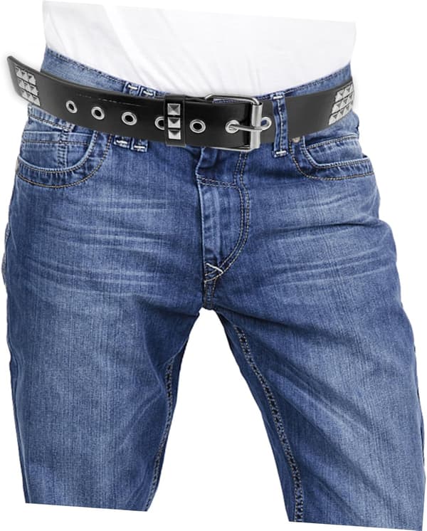 PU læder nittebælte til kvinder, sort nitte modebælte, dekorativt punk rock jeans tilbehør