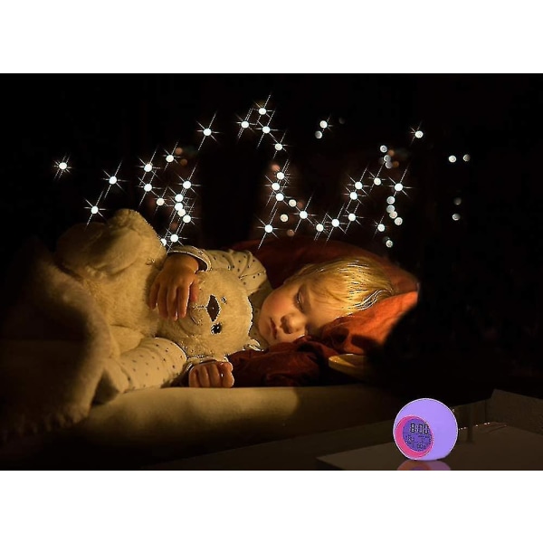 Digitalt vækkeur til børn, 7-farvet natlys, snooze, temperaturregistrering batterier drevet (rød)