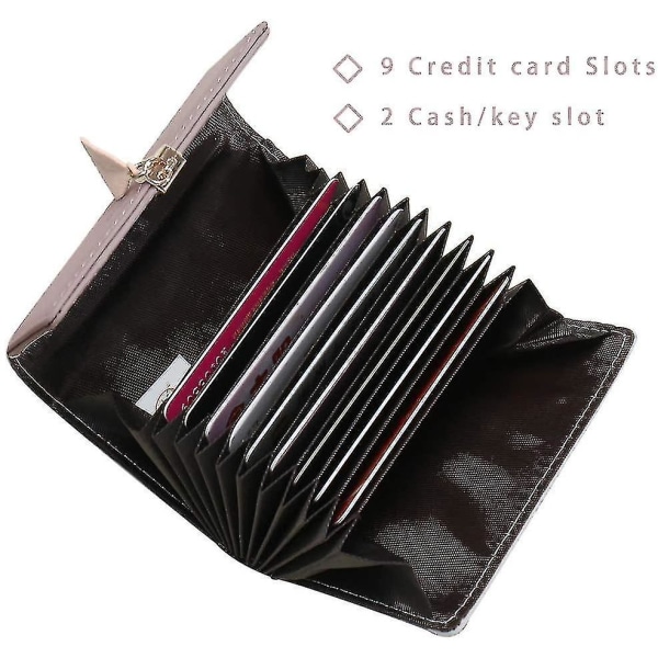 Kredittkortlommebok for kvinner med Rfid-glidelås i skinn