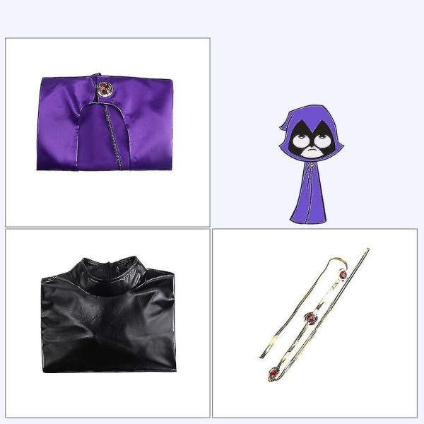 Teen Titans Kostymset Bodysuit med Lila Kappa Kläder Fancy Up M