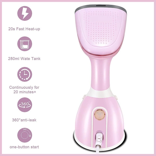 Tøjdamper, 1500w Vertikal Tøjdamper, 280ml Vandtank, 20 Sekunders Hurtig Opvarmning, Håndholdt Tøjdamper