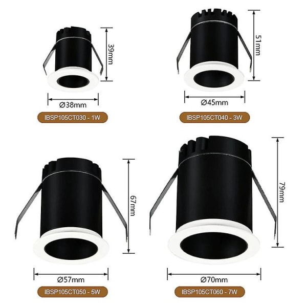 38*39mm 2W Inbyggd LED-spotlight för hem, kontor och hotell (Neutralvitt 4000K)