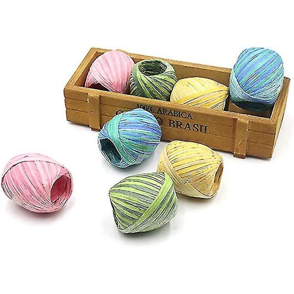 4 Rullaa Luonnollista Värikästä Raffia Nauhaa Käsityölangaa