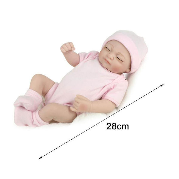 Nyfödd Reborn Babydocka 28cm Handgjord Livsliknande Vinyl Touch Mysig Dockleksak A