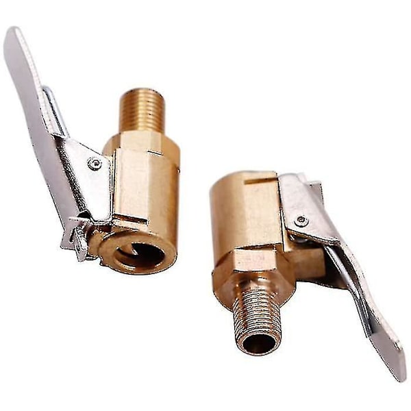 2-delad Bil Däckventil Adapter, 8mm Pumpmunstycke Mässing Inflator Ventilklämma Anslutningsadapter