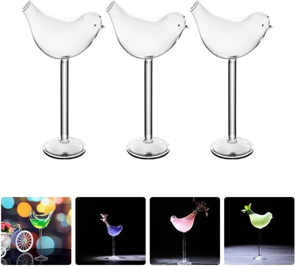 3 stk. fugleformede vinglas sæt til blanding af cocktails og drikke vodka