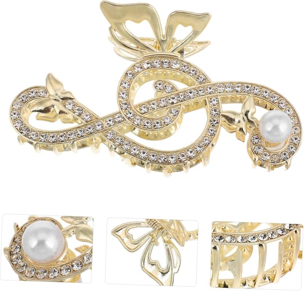 Perle Hårklemme Rhinestone Node Hårnål Skridsikker til Tykt Hår Klemme Kvinder Piger