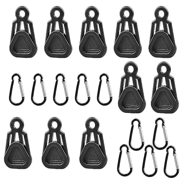 Tarpklämmor Set, Utomhus Camping Klättring Tält Fästklämma Heavy Duty Lås Grepp Markis Klämmor Multifunktionell Vindtät Vindrep - Tillbehör (10st, svart)
