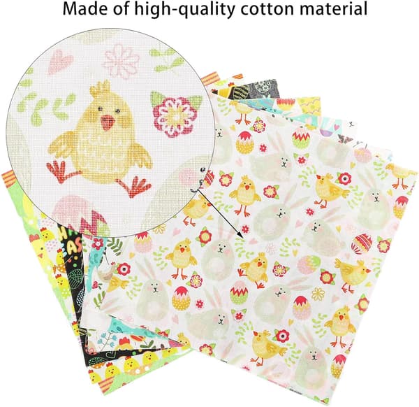 10 stk. påske patchwork bomuldsstofplader 25x25 cm DIY quiltstof